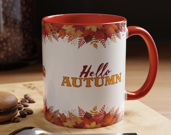 Taza "Hola Otoño": Taza de Café con Vibraciones Otoñales, Decoración de Temporada