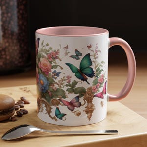 Butterflies & Flowers Mug Best Gift for Butterfly Lovers Birthday Present Floral Design Ideal Cup for Coffee Enthusiasts Gift for Her 11oz