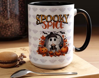 Spooky Spice Mug: Halloween Ghost, Pumpkin Latte, Autumn Decor