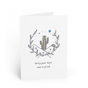 Cactus Apology Card for Getting Fired -  Funny Card for Friends, Quirky Office Card, Unique Birthday Card