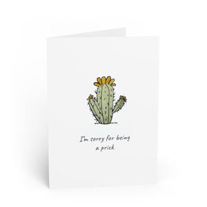 Tarjeta de disculpa de cactus / Lo siento por ser un idiota Tarjetas de disculpa divertidas, papelería peculiar, regalo para amigos