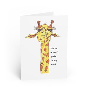 Cartão de felicitações de girafa - Dor no pescoço, Cartão engraçado para amigos, Cartão para amantes de animais, Cartão de aniversário, Cartão de felicitações exclusivo