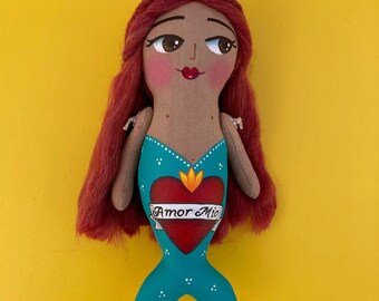 Handcrafted Mermaid Doll: Valentina, Mexican Miracle Heart
