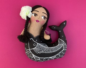 Handmade Patzcuaro Mermaid Doll, Cotton & Merino Wool