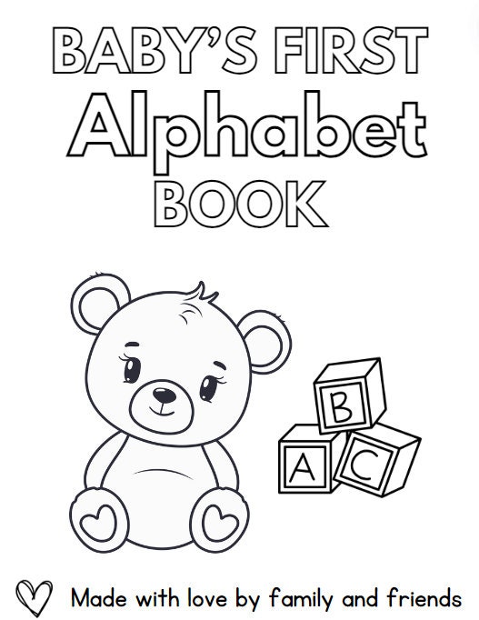 ABC Alphabet Coloring Book Pages/ Baby Shower & First Birthday Coloring ...