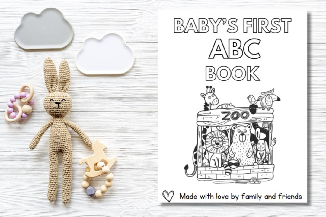 ABC Alphabet Coloring Book Pages/ Baby Shower & First Birthday Coloring ...