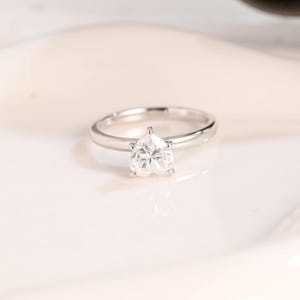 Solid Gold Hidden Halo Heart Cut Moissanite Engagement Ring, Art Deco Heart Ring, Wedding Ring, Promise Ring, Birthday Gift for Women Wife