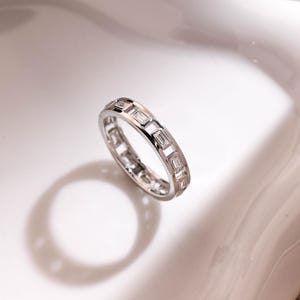 Solid Gold 4.5 mm Szerokość Obrączki Ślubnej Dla Mężczyzn, Pierścionek Baguette, Pierścionek Baguette Moissanite, Obrączka Ślubna Dla Mężczyzn, Złoty Pierścionek Dla Mężczyzn, Prezent Dla Męża