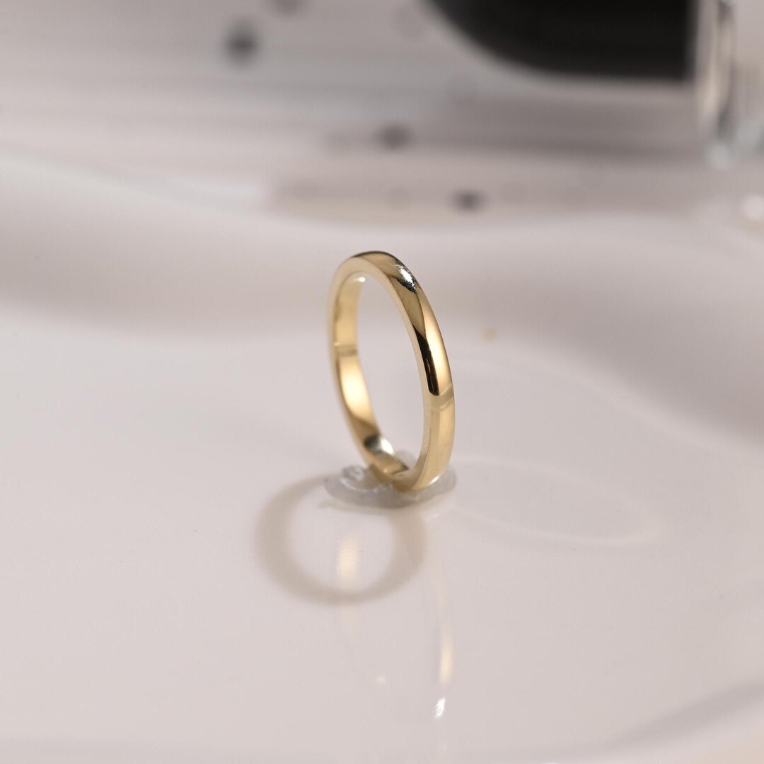 Solid Gold 2mm Width Plain Wedding Band, Wedding Ring, Stackable Ring ...