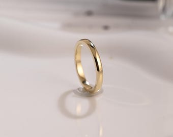 Solid Gold 2mm Width Plain Wedding Band, Wedding Ring, Stackable Ring, Matching Band, Gold Plain Band Women, Anniversary Gift for Women Wife