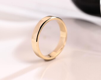 Solid Gold 4mm Width Wedding Ring Band for Men, Men's Wedding Ring, Plain Band, Anniversary Gift