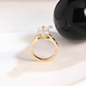 Buy Solid Gold Hidden Halo Oval Cut Moissanite Engagement Ring Tulip ...