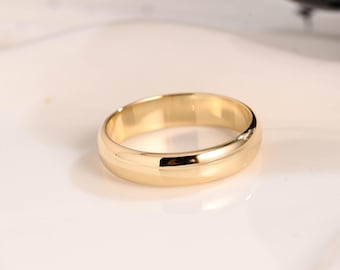 Men's 10mm Hammered Wedding Band In Solid 10k Yellow Gold - Size 9.75, Polished Finish - View #8