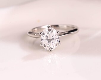 Solid Gold Knife Edge Oval Cut Moissanite Engagement Ring Taper Band