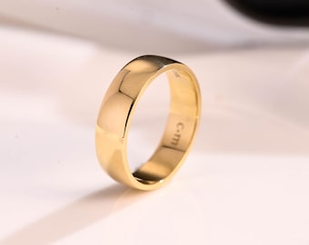 Solid Gold 6mm Width Plain Band, Men's Wedding Band, Cigar Ring Band, Christmas Gift