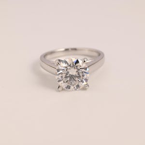 Solid Gold 2.5-3.5mm Width Round Cut Moissanite Engagement Ring High Setting, Solitaire Promise Ring, Cathedral Proposal Ring, Birthday Gift