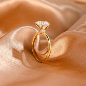 Solid Gold Hidden Halo Cushion Cut Moissanite Engagement Ring, Dainty Promise Ring Minimalist Proposal Ring, Bridal Ring, Gift for Women Her