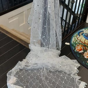 Soft Wedding Veil, Bridal White Veil, Nikkah Veil, Wedding Dupatta, Net Wedding Veil, Nikkah Dupatta, Islamic Wedding Veil,  Afghan Desmal.
