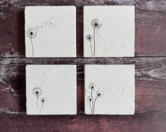 Podkładka pod napoje Dandelion Stone – naturalna podkładka pod napoje z motywem botanicznym