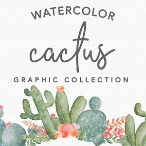 40+ AQUAREL CACTUS CLIPART graphics voor commercieel gebruik: digitale aquarel cactuskransen, bloemsierkunst elementen en zuidwest kunst