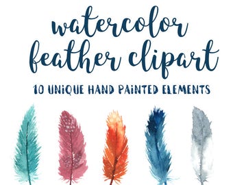 WATERCOLOR FEATHER CLIPART, download, commercial use, watercolor floral, feather clipart, feathers, bohemian, boho, painted