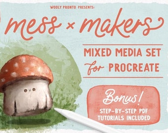 Mess Makers Brushes for Procreate: Mixed Media Brushes for Creating Digital Art (Instant Download)