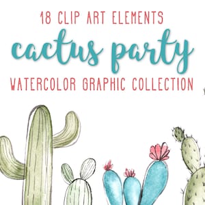 WATERCOLOR CACTUS CLIPART, commercial use, digital watercolor, succulent clipart, watercolor succulents, cacti, floral design elements