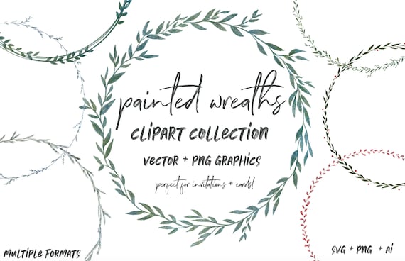 Download Watercolor Greenery Wreaths Commercial Use Muted Watercolor Etsy
