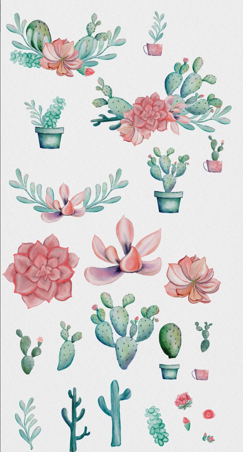 26 WATERCOLOR CACTUS CLIPART download commercial use digital | Etsy