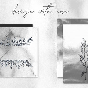 MISTY BOTANICAL CLIPART black and white muted watercolor graphics and linework art drawings, includes png and svg files for commercial use image 5