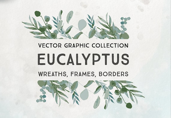 Download Vector Eucalyptus Wreaths Commercial Use Muted Watercolor Etsy