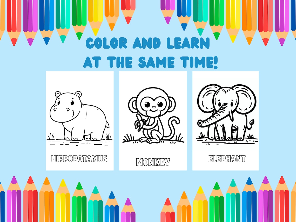 Printable Safari Animals Coloring Pages for Kids, Fun Educational ...