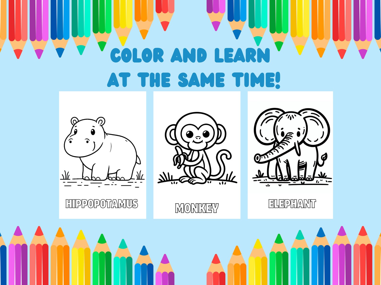 Printable Safari Animals Coloring Pages for Kids, Fun Educational ...