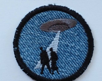 Glow in the Dark Alien Abduction Vintage Retro Badge Iron on Patch