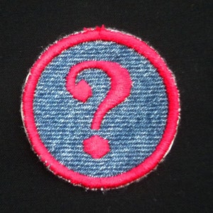 Question Mark Badge --Locutions and Exclamations -- Upcycled Denim Patch -- WaggonsWest