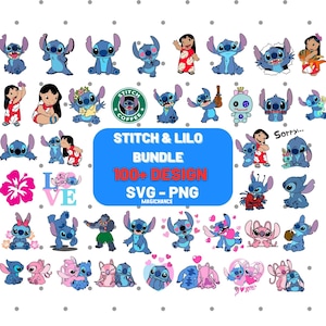 Stitch SVG Bundle, Cartoon SVG Bundle, Stitch Clipart, Stitch PNG, Svg files for Cricut and Silhouette, Instant Download