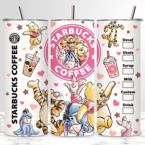 Classic Pooh 20oz Skinny Tumbler, Classic Cartoon Tumbler Wrap , Cartoon Tumbler Wrap, Tumbler Sublimation, Full Tumbler Wrap, Tumbler PNG