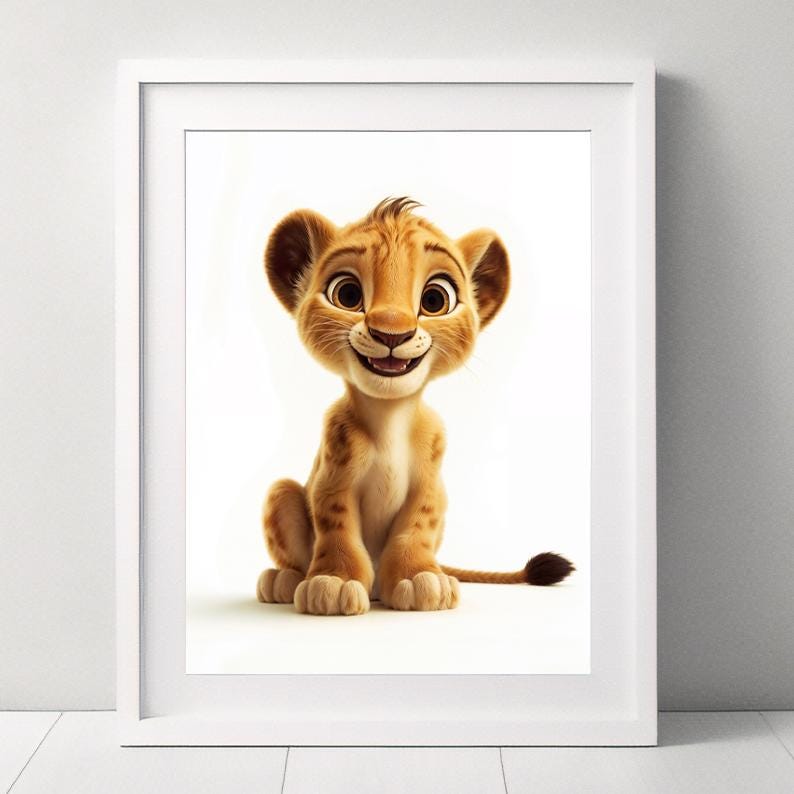 Affiche animal pour enfant Baby Lion 18x25 cm