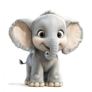 Póster de Animales para Niños - Arte de Pared Elefante, Decoración Infantil, Pintura para Habitación de Bebé o Niños