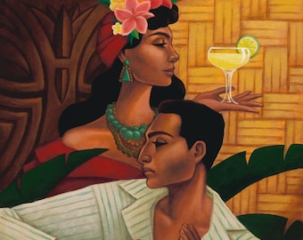 Rhum & Rhythm - 11x14" Giclée Canvas Art Print by Atomikitty. Art Deco, Havana and Covarrubias inspired.