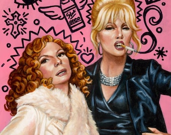 Sweetie Darling - 8x10" Giclée Canvas Art Print by Atomikitty. Inspired by Ab Fab - Absolutely Fabulous - Free Shipping!