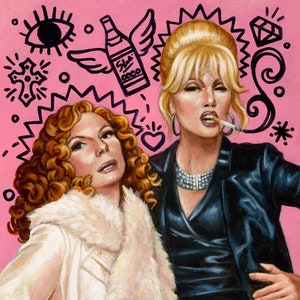 Sweetie Darling - Atomikitty による 8x10 インチのジクレー キャンバス アート プリント。Ab Fab - Absolutely Fabulous にインスパイアされた作品 - 送料無料!