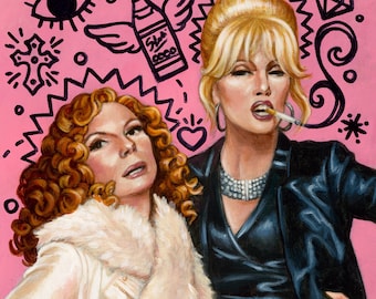 Sweetie Darling - 8x10" Giclée Canvas Art Print by Atomikitty. Inspired by Ab Fab - Absolutely Fabulous - Free Shipping!