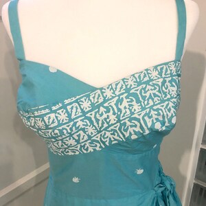 Stunning Tori Richards Aqua Border Print Sarong Dress and Bolero Set image 4