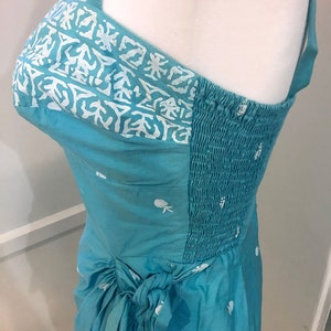 Stunning Tori Richards Aqua Border Print Sarong Dress and Bolero Set image 9