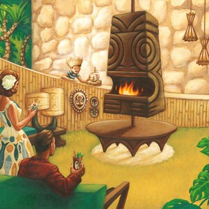 Idol Hours - 11x14" Fine Art Print by Atomikitty. Tiki, Kon Tiki, Mid-Century Architecture & Advertising Inspired Artwork. Free Shipping!