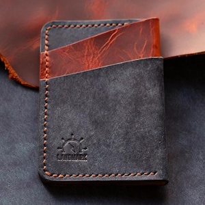 Cartera con tarjetero The Anchor: un regalo exclusivo para él: cartera plegable de cuero con ranura para efectivo, hecha a mano en Nevada