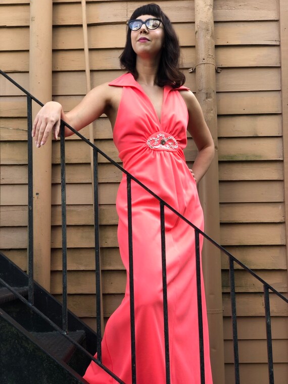 Vintage Neon Pink Disco Queen Dress