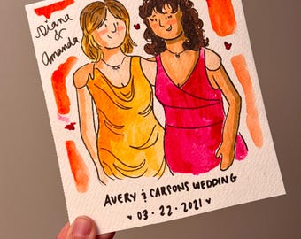 Single/Couple Cutesy Colorful Custom Watercolor Portraits