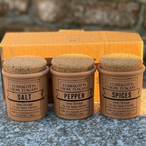 Vintage Tuscan Terracotta Jar Set / Set 3 Barattoli in Terracotta Ceramiche ALFA Florence Italy Cork Lid  Rustic Kitchen Decor